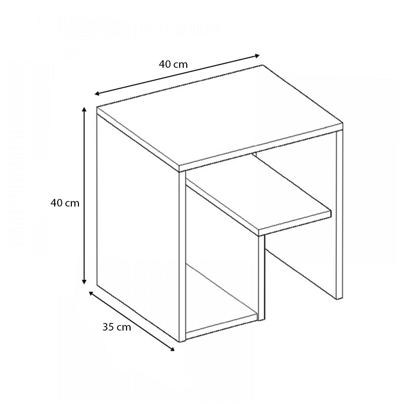 Side Table CREMONA White 40x35x40cm Set 2 pcs.