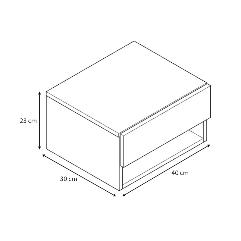 Wandnachttisch HAITI Grau Concrete 40x30x23cm Satz 2 Stk.