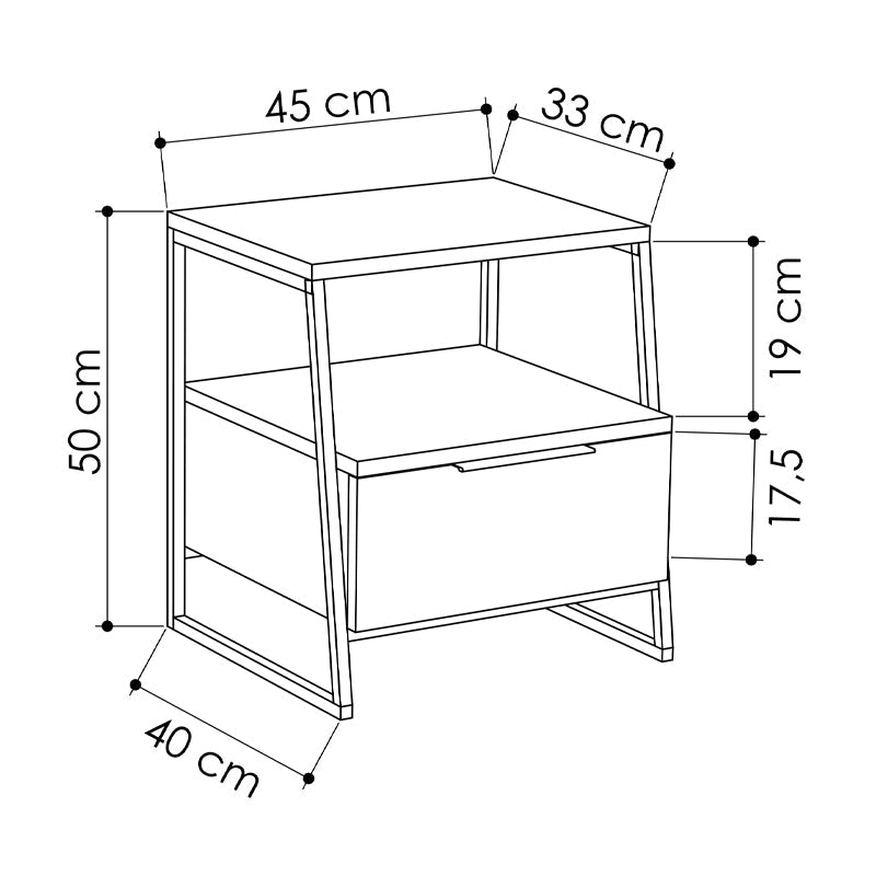 Nightstand ROTTERDAM Anthracite Set 2 pcs.