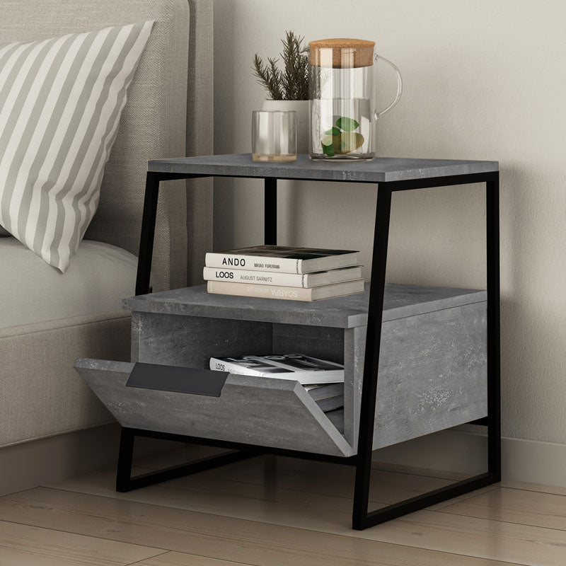 Nightstand ROTTERDAM Retro Grey Set 2 pcs.