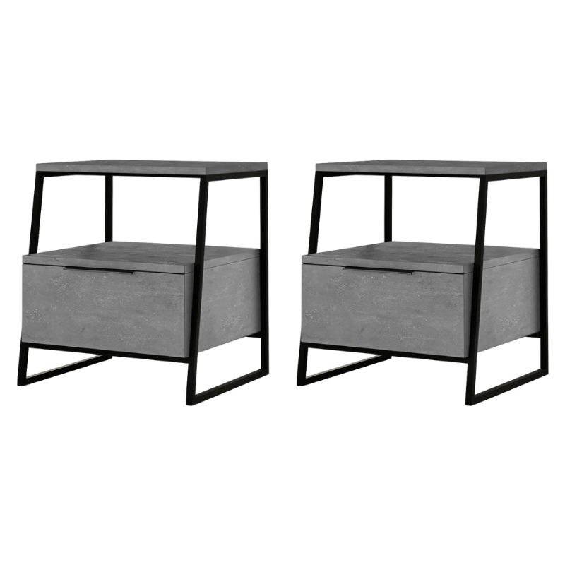 Nightstand ROTTERDAM Retro Grey Set 2 pcs.