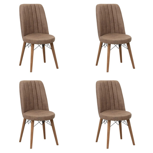 Dining Chair RALU Brown - Walnut legs 46x44x91cm Set 4 pcs.