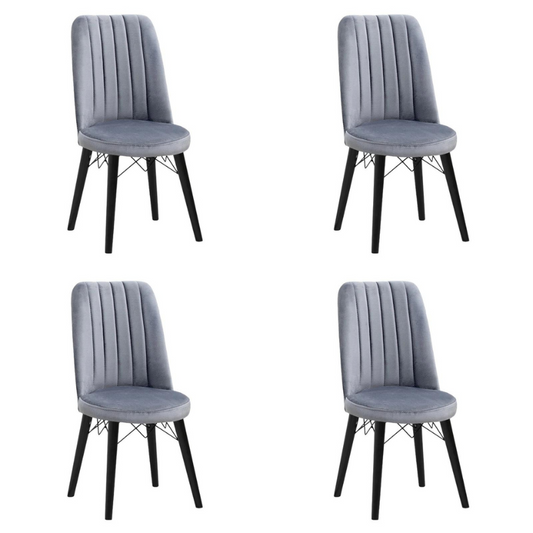 Dining Chair RALU fabric Grey - Black legs 46x44x91cm Set 4 pcs.