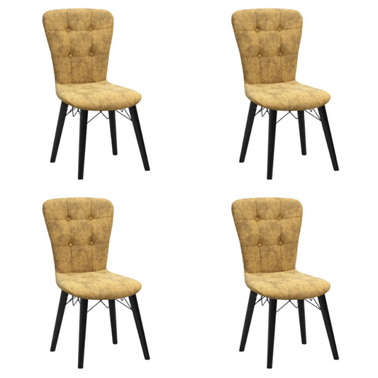 Dining Chair MICHELLE fabric Mustard - Black legs Set 4 pcs.