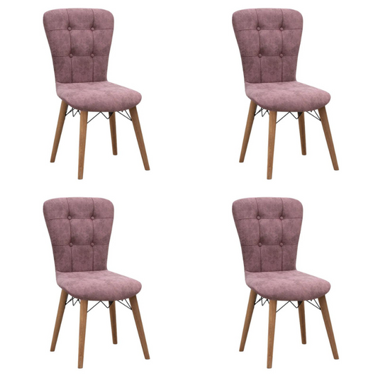Dining Chair MICHELLE fabric Rotten Apple - Walnut legs Set 4 pcs.