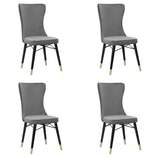 Dining Chair LUISE Grey - Black/Gold legs Set 4 pcs.
