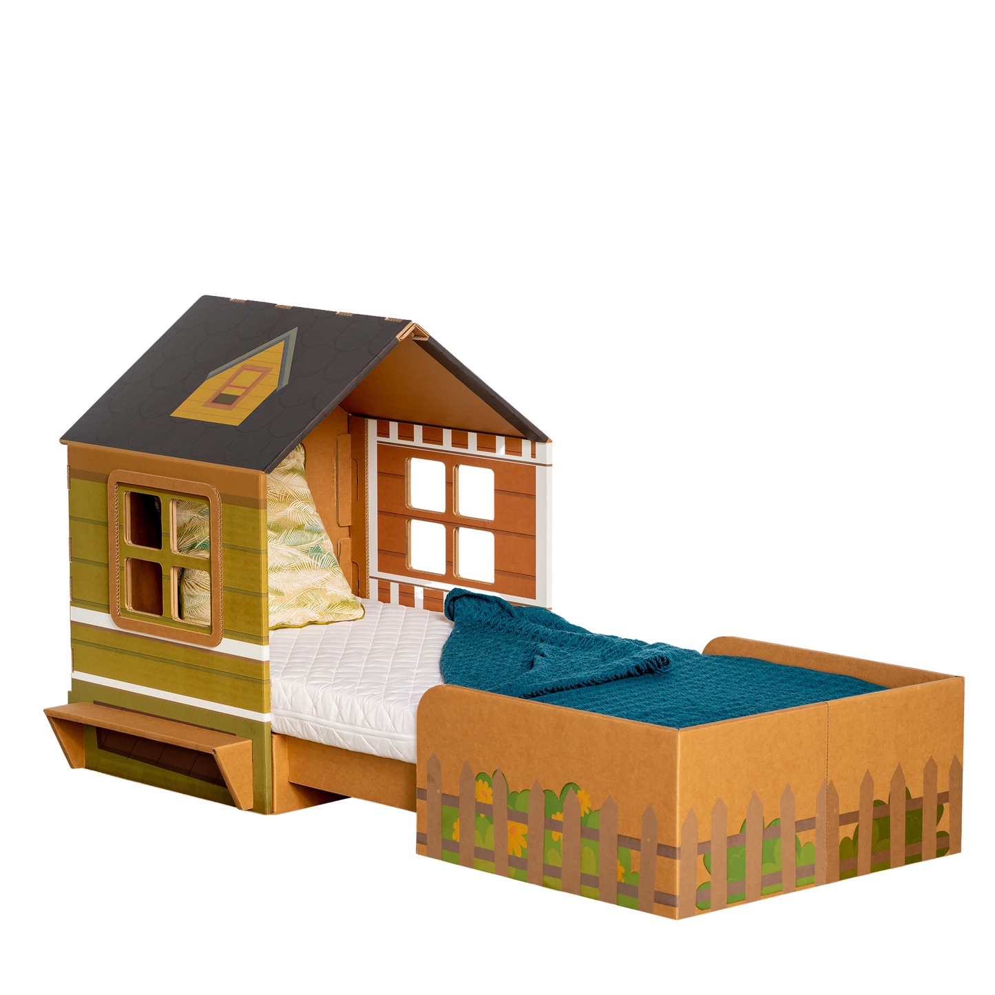 Cardboard Bed for children HOUSE - printed