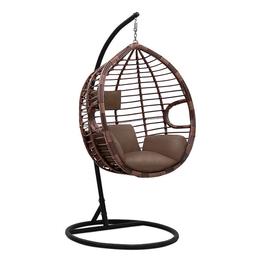 Hanging Swing Chair SERENA Metallic wicker Cappuccino