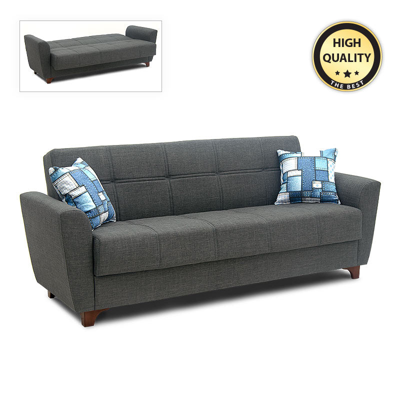 Sofa/Bed ENOLA 3 seats Dark Grey - Black 216x85x91cm