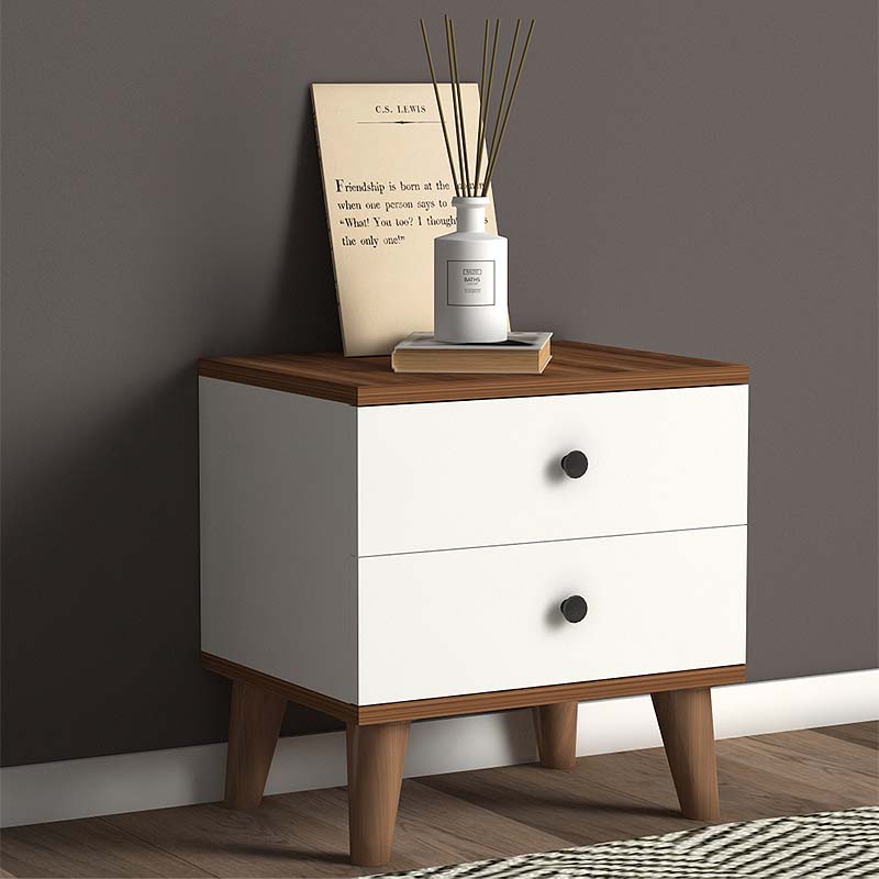 Nightstand LAURA White - Walnut 45x35x47cm