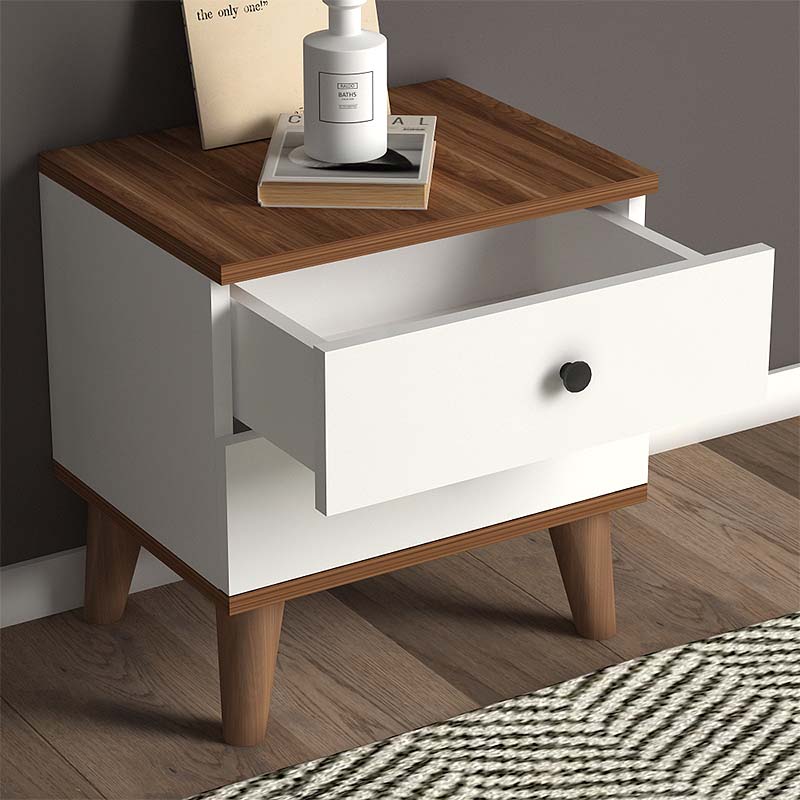 Nightstand LAURA White - Walnut 45x35x47cm