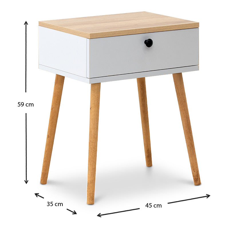 Nightstand CLARA Pine - White