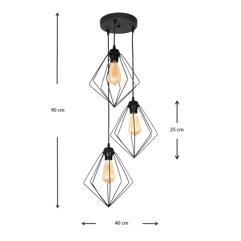 Hanging Lamp BOSFOR Black 21x21x70cm