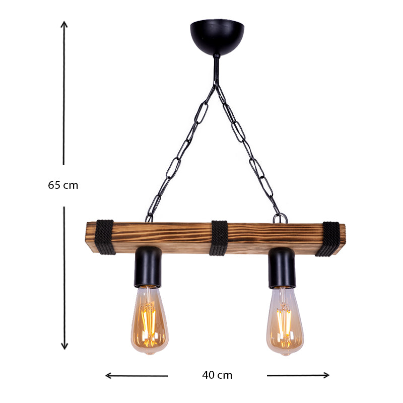 Hanging Lamp FOREST Walnut/Black 40x10x65cm