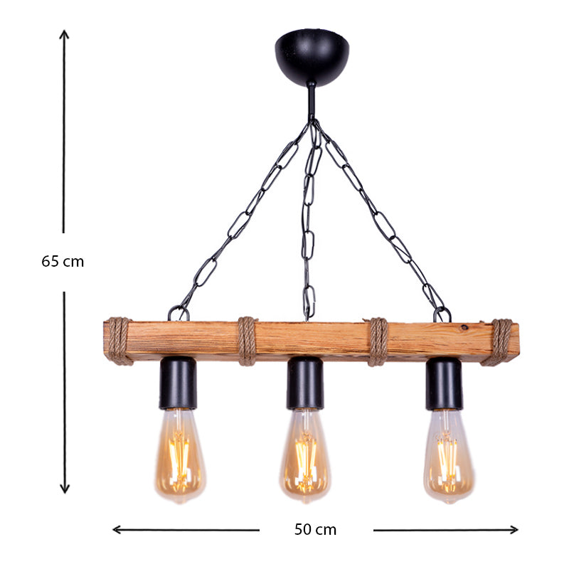 Hanging Lamp FOREST Walnut/Natural 50x10x65cm