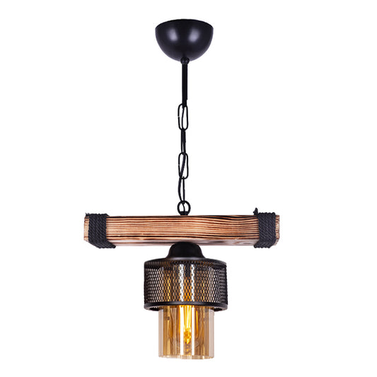 Ceiling Lamp MOUNTAIN Black/Walnut 30x15x60cm