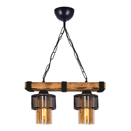 Ceiling Lamp MOUNTAIN Black/Walnut 40x15x65cm