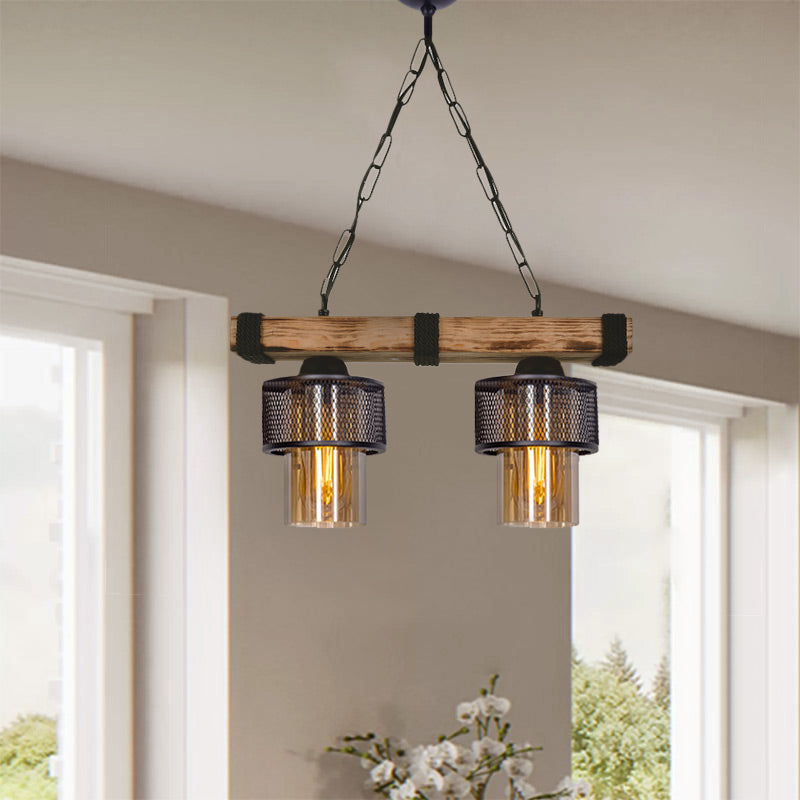 Ceiling Lamp MOUNTAIN Black/Walnut 40x15x65cm
