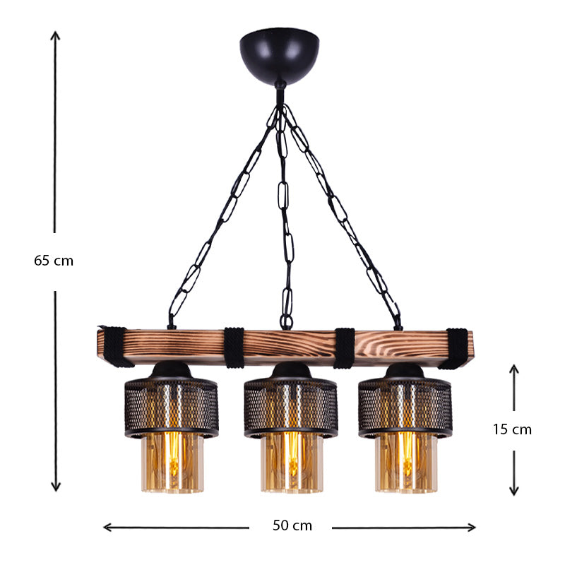 Ceiling Lamp MOUNTAIN Black/Walnut 50x15x65cm