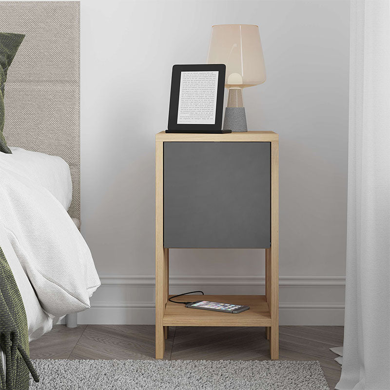 Nightstand EMILIO Oak - Anthracite 30x30x55cm