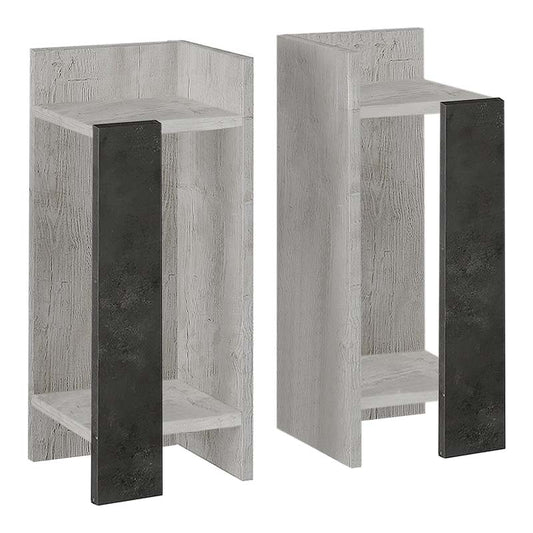 Nightstand Set EMILIO Black - Retro Grey 25x27x60cm