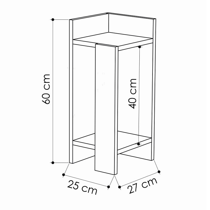 Nachttisch Set EMILIO Eiche-Anthrazit 25x27x60cm