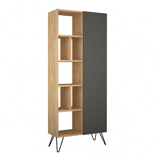 Bookcase GUDRUN Oak - Anthracite 80,6x29,6x191cm
