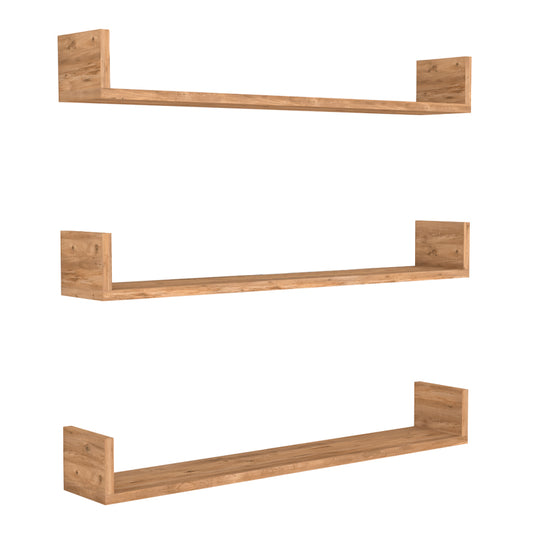 Wall Shelves Set CARRA 3 pieces Pine Oak