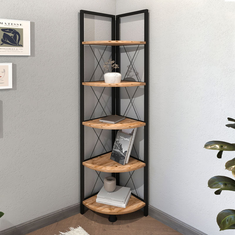 Corner bookcase SAMUEL Black - Pine Oak 33x33x162cm