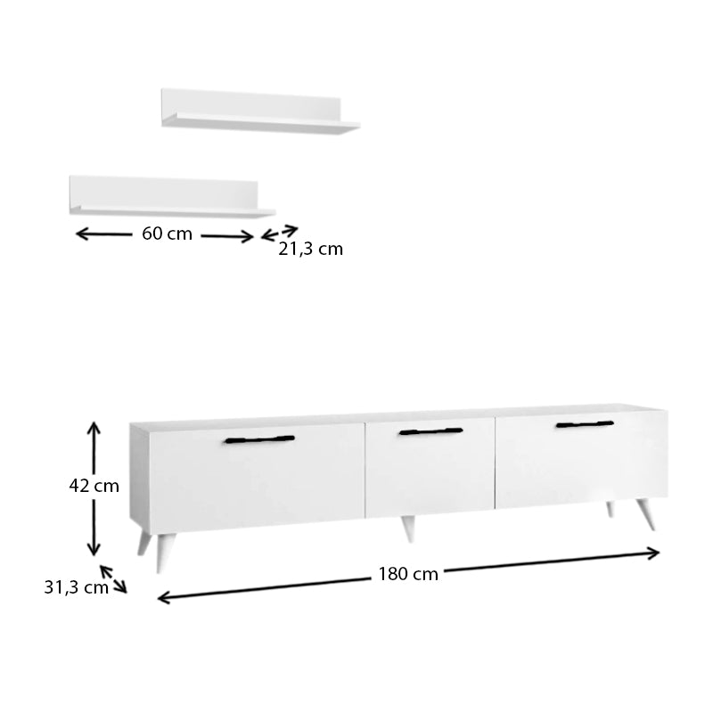 TV-Möbel-Set MARA Weiß 180x31,3x42cm