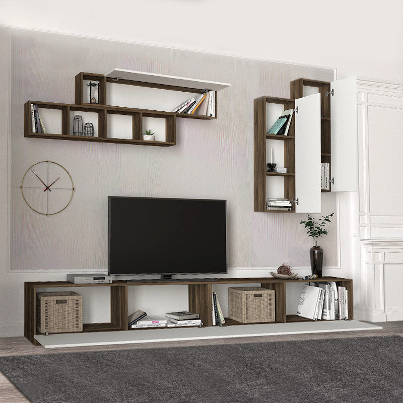 TV Furniture Set DWAINE White - Walnut 280x35x40cm