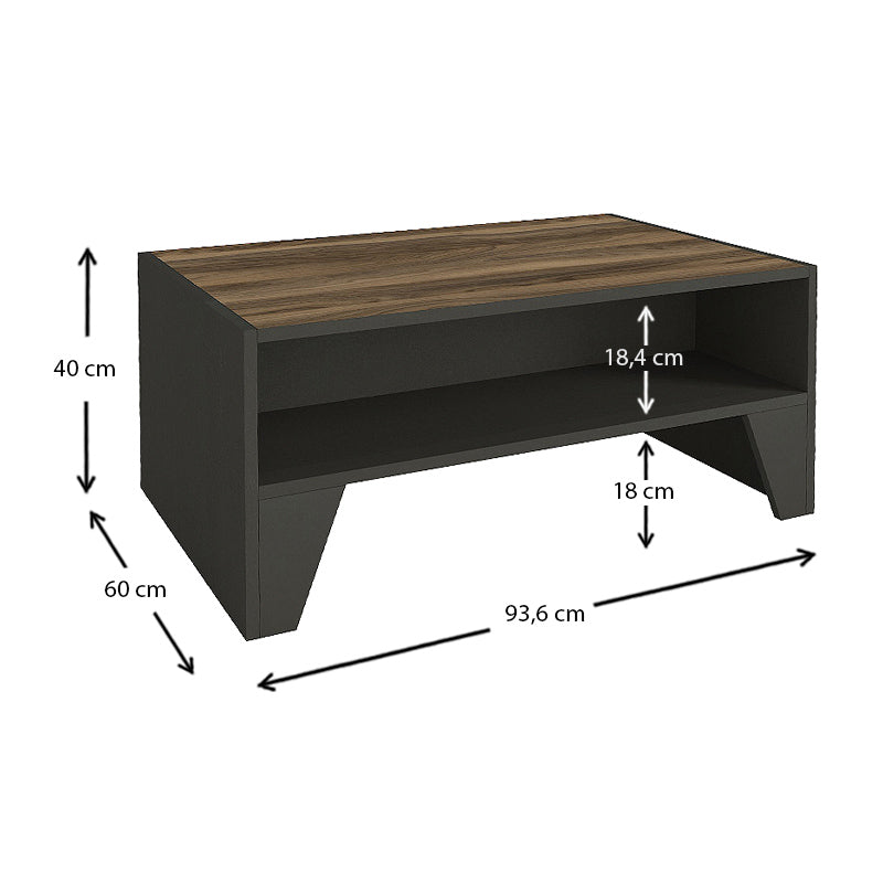 Coffee Table SHAMU Anthracite - Walnut 93,6x60x40cm
