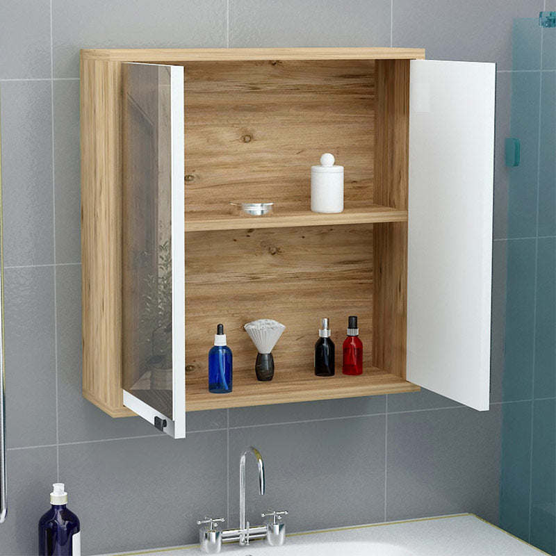 Bathroom Cabinet DUAL with mirror Natural 60x15x60cm