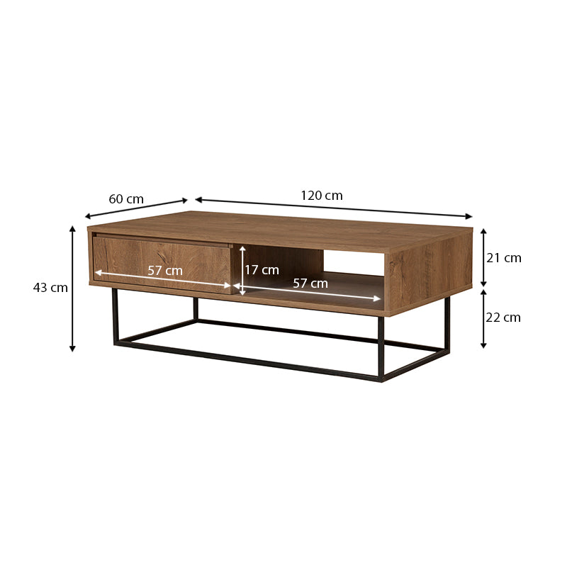 Coffee Table SASCHA Walnut 120x60x43cm