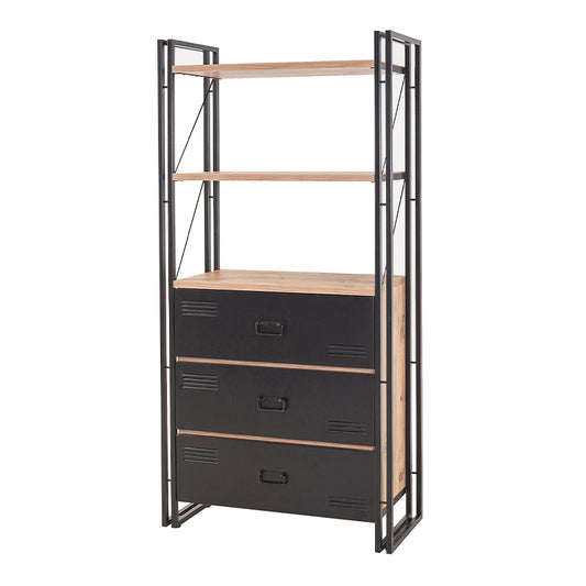 Bookcase PRACTIC Pine - Black 90x35x180cm