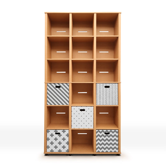 Cardboard Bookcase with Drawer HARALD - Scandinavian Model Set 10 pcs.