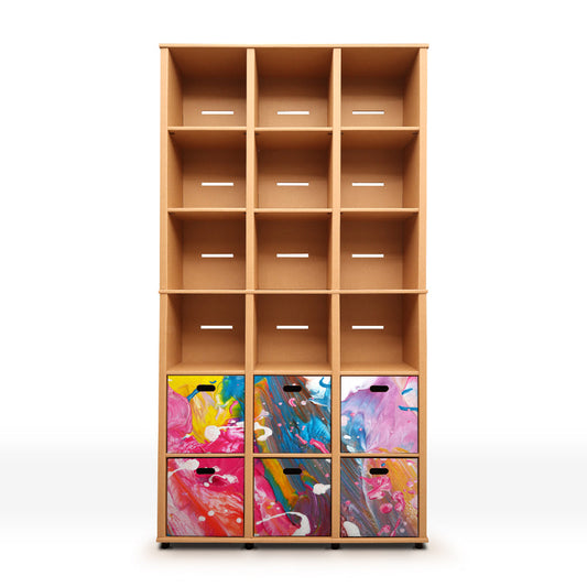 Cardboard Bookcase with Drawer HARALD - Artistic Model Set 10 pcs.