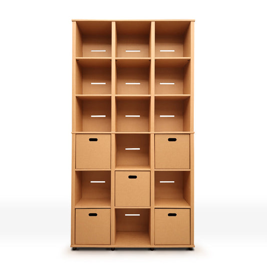 Cardboard Bookcase with 5 Drawer HARALD Set 10 pcs.