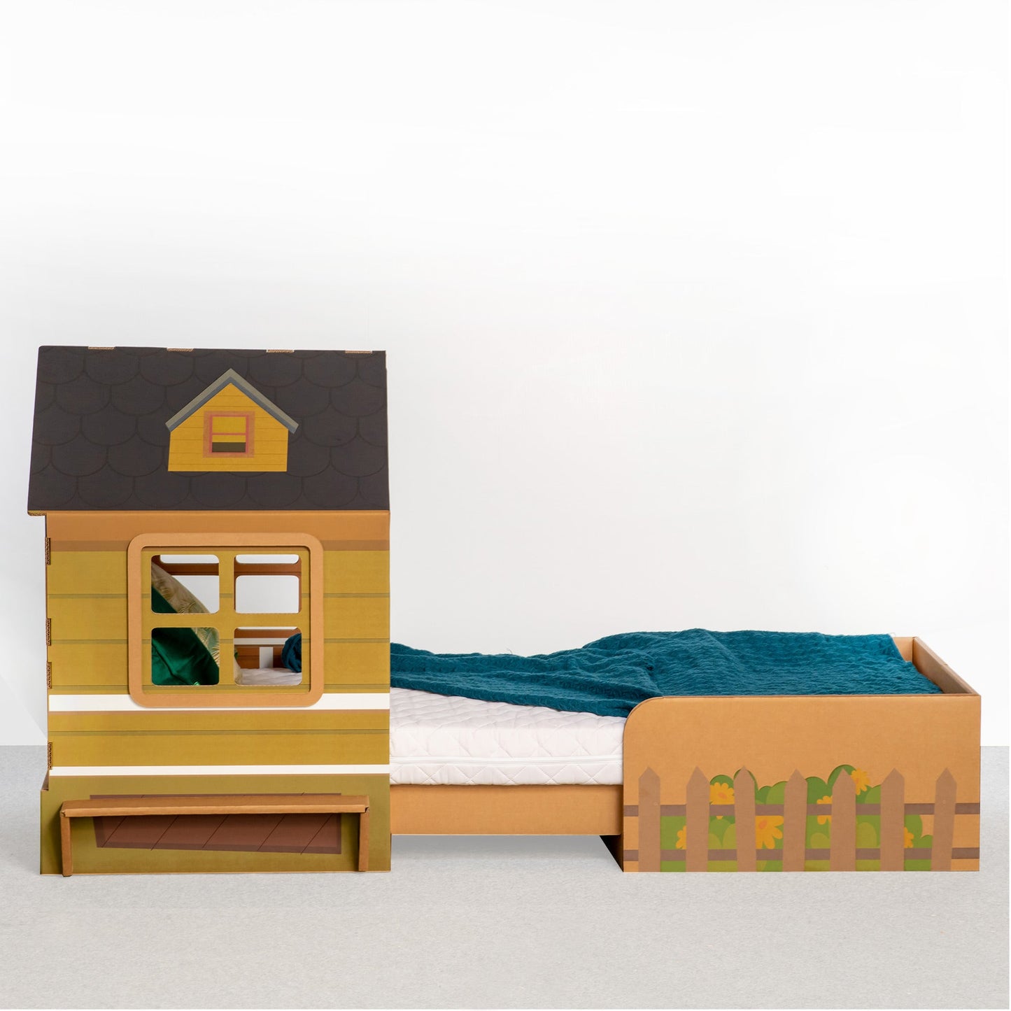 Cardboard Bed for children HOUSE - printed